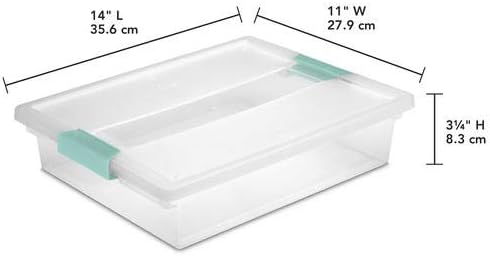 Sterilite Large Clip Box (2-Pack) — Clear w/ Blue Latches, 14″×11″×3.25″ | Fits 8.5″×11″, Stackable